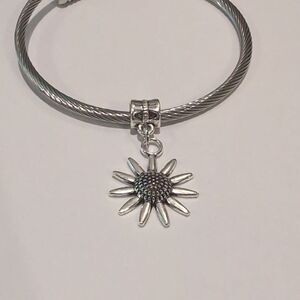 Silver Sunflower Charm for Pandora Style Bracelet